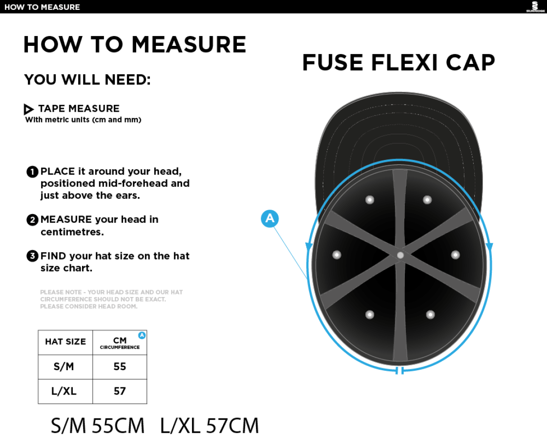 STCC - Fuse Flexi Cap - Navy - Size Guide